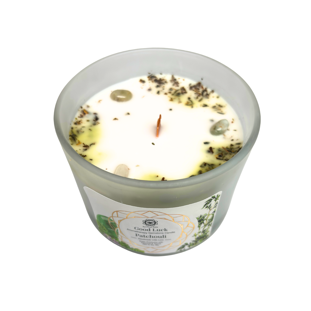Bougie Chance – Aventurine Verte & Patchouli